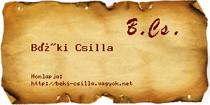 Béki Csilla névjegykártya